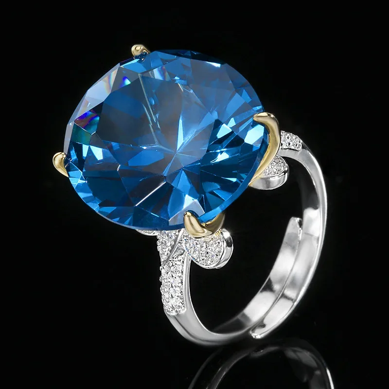 Adjustable Statement Ring Stunning in Pink Red Blue Prong Setting Oval Gemstones Detailing Trendy Eye Catching Jewelry for Women