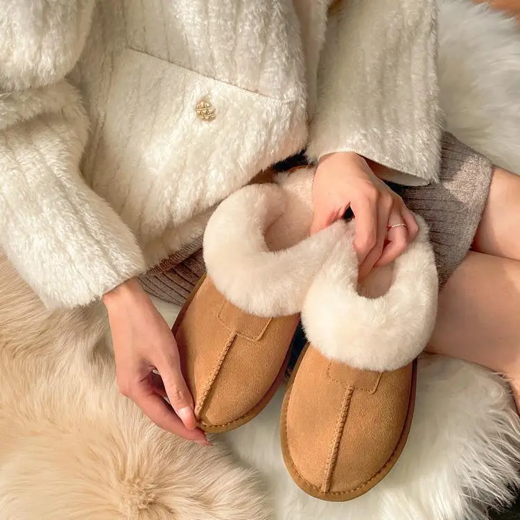 Fluffy Winter Slippers For Women Furry Fuzzy Home Shoes Faux Fur House Plush Slippers Indoor Warm Comfy Mute Flats Slide