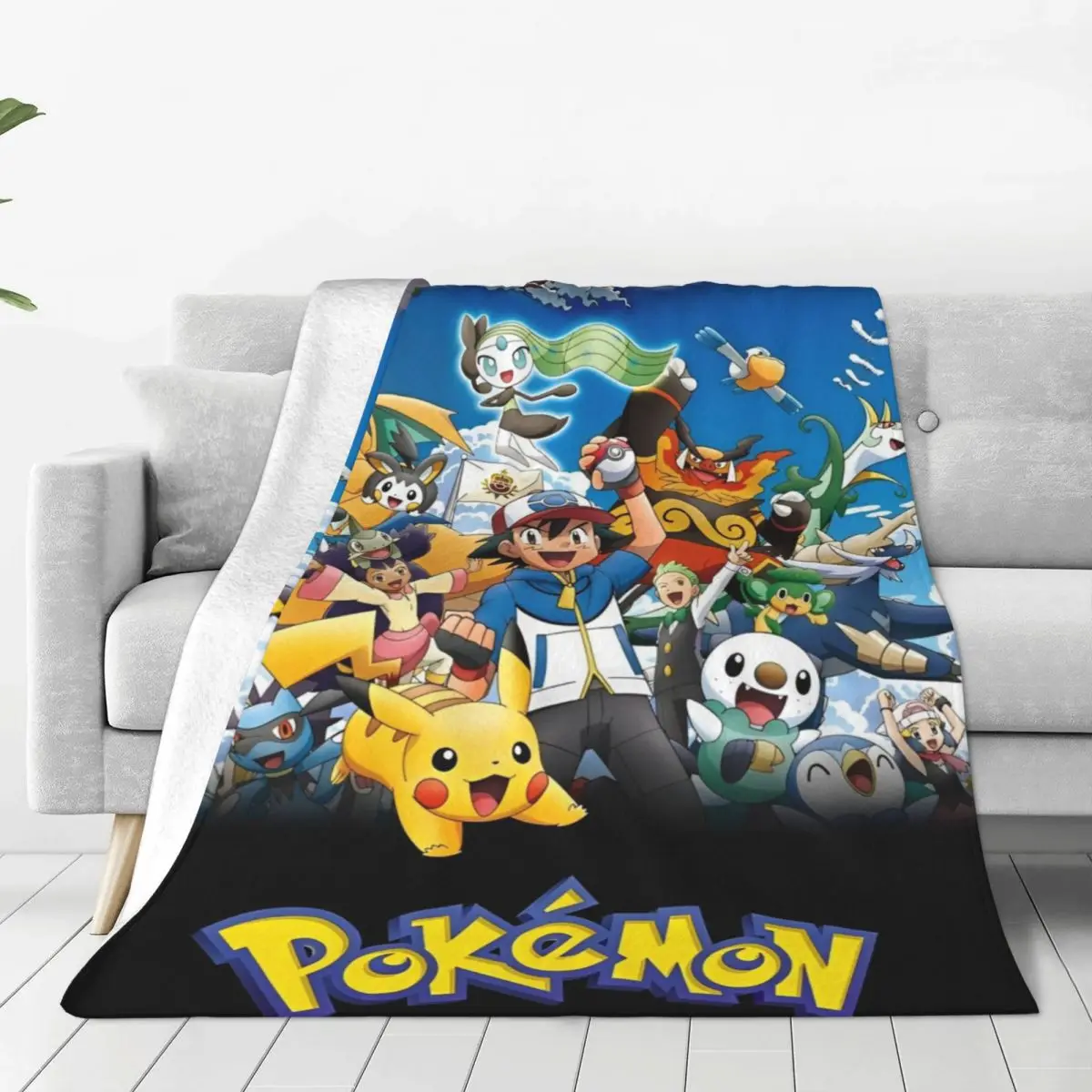 Pokemon Pikachu Anime Blanket Cover Velvet Cute Cartoon Game Soft Throw Blanket for Home Couch Bedroom Quilt