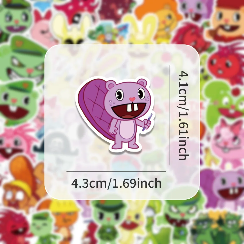 10/30/54 SZTUK Naklejki Graffiti z Postaciami z Kreskówki Happy Tree Friends na Telefon Gitarę Laptop Notebook Walizkę Kubek Wodoodporne Naklejki Zabawki dla Dzieci