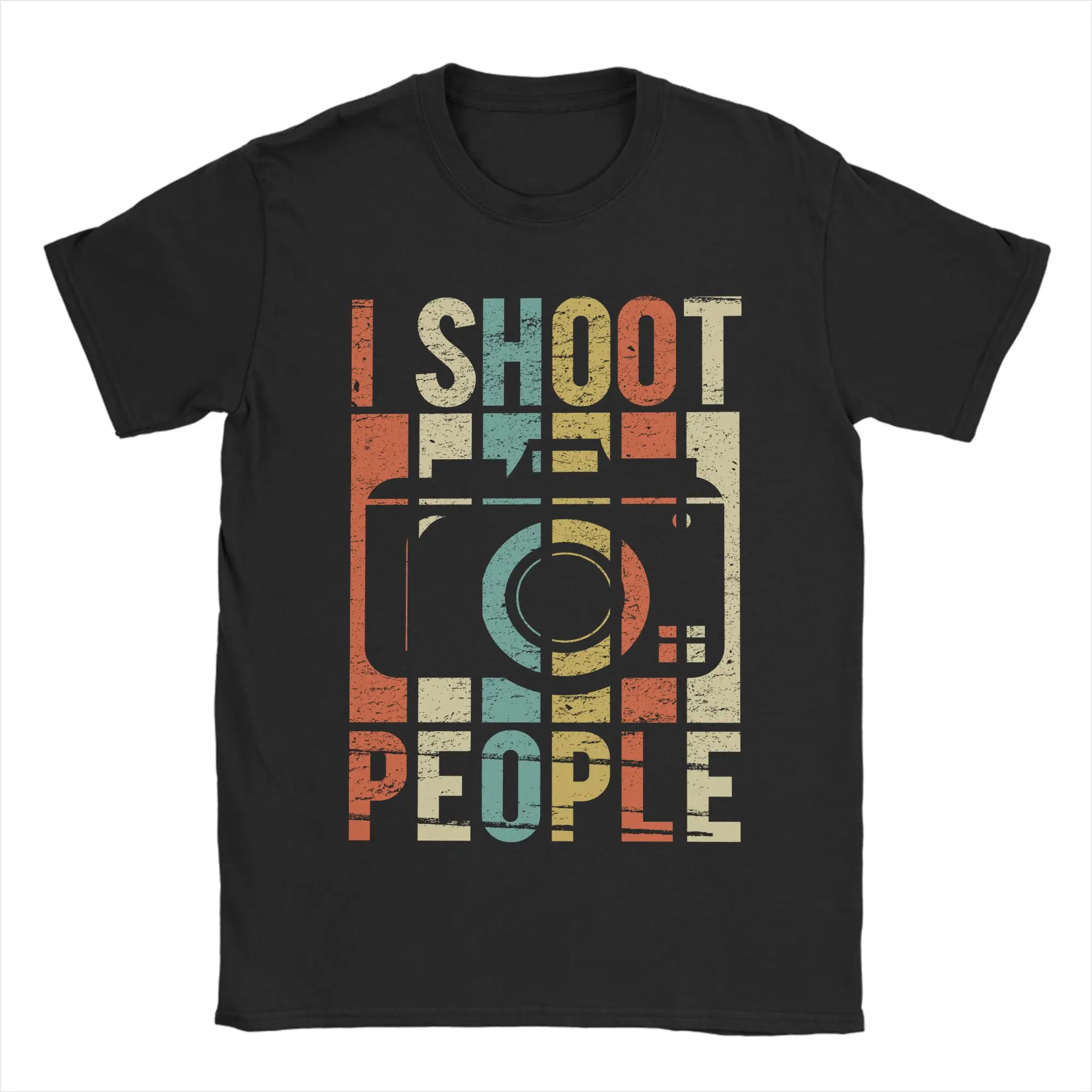 Vintage Shoot People Photographer Tshirts Men Cotton Tops Shirts Funny  O-neck Short Sleeve