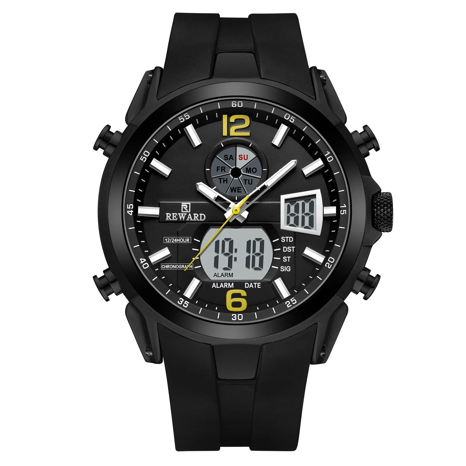 Orologio elettronico da uomo sportivo multifunzionale Orologio impermeabile luminoso multifunzionale Orologio da uomo con doppio puntatore a movimento