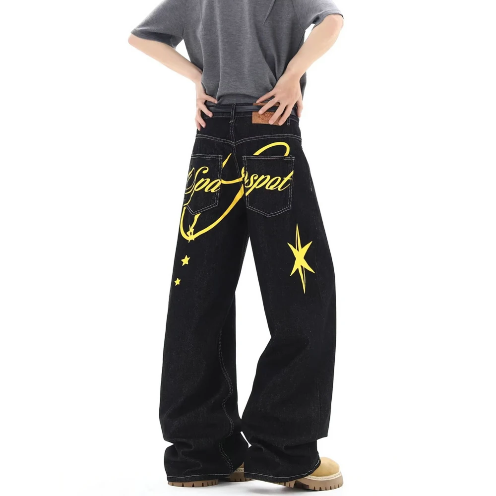 

Mens Jeans Pants With Hole Casual Vintage Straight Leg Korean Fashion Streetwear Harajuku Trousers