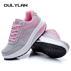 2024 Spring/Autumn Slope Heel Sneakers Breathable Women's Shoes Swinging Shoes Fitness Shoes Sponge Cake Shoes