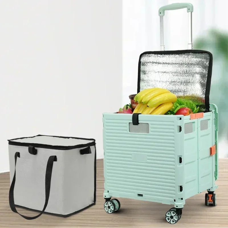 New model Outdoor camper, fresh-keeping refrigerated folding shopping cart, shopping cart, climbing cart, storage trolley solid