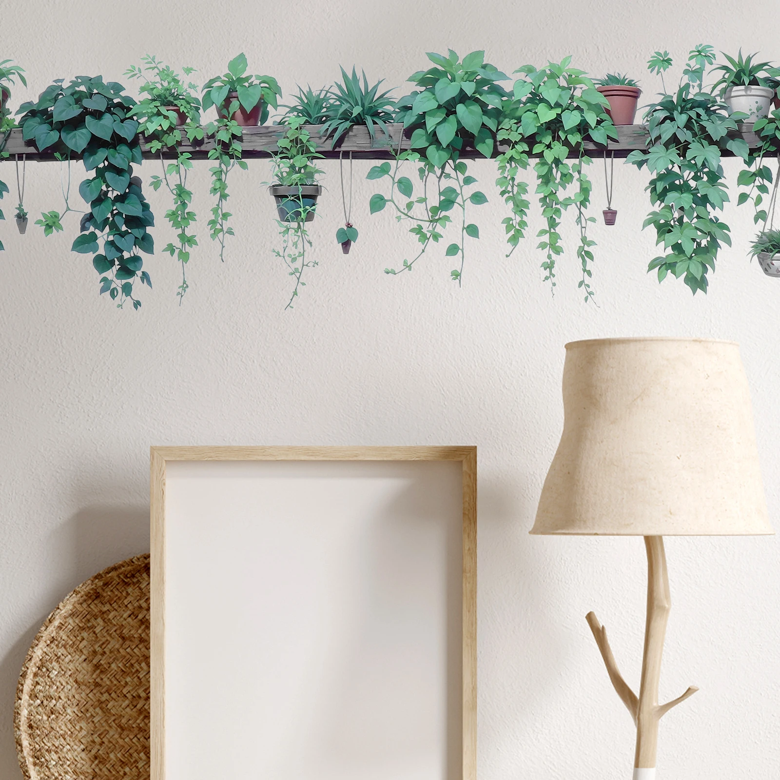 

Green Plant Decals Pvc Leaf Stickers Waterproof Living Room Bedroom Stick On Smooth Surfaces Removable Green Stickers