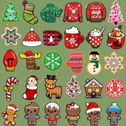 1/20/50 pçs feliz natal sapato encantos para homens mulheres crianças santa natal chapéu pinos sapato decorações acessórios de festa presente ornamento
