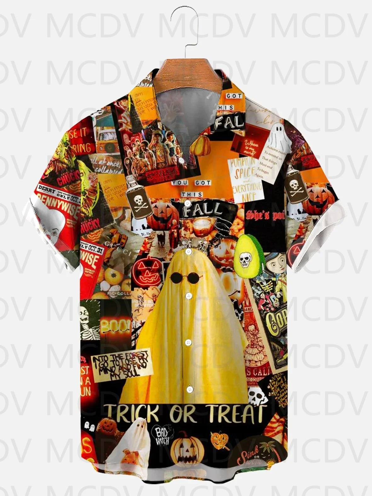 قميص مطبوع عليه جمجمة زنبق كلاسيكي للرجال والنساء ، جيب بزر البولينج ، مقاس كبير ، Royaura #3