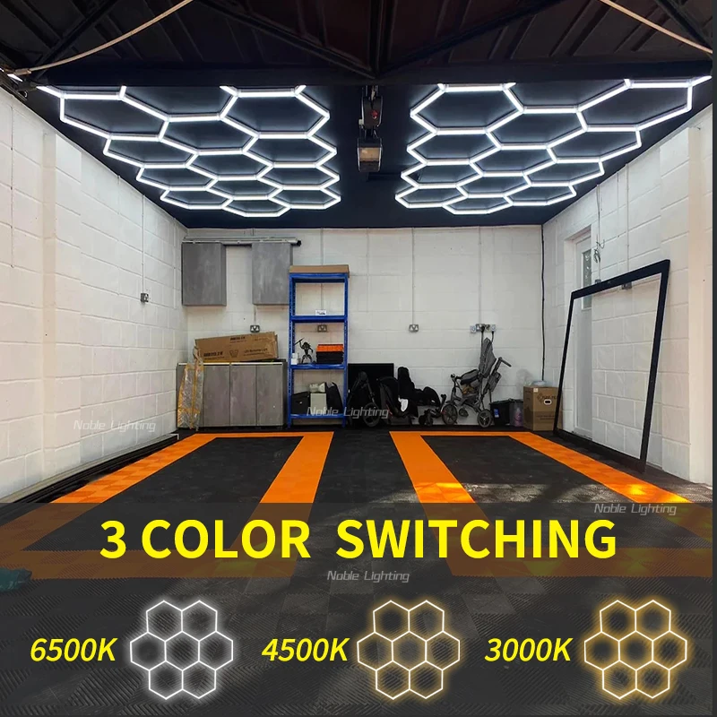 Hexagonal LED lights Honeycomb lamp garage ceiling lights suitable for warehouse workshop gym