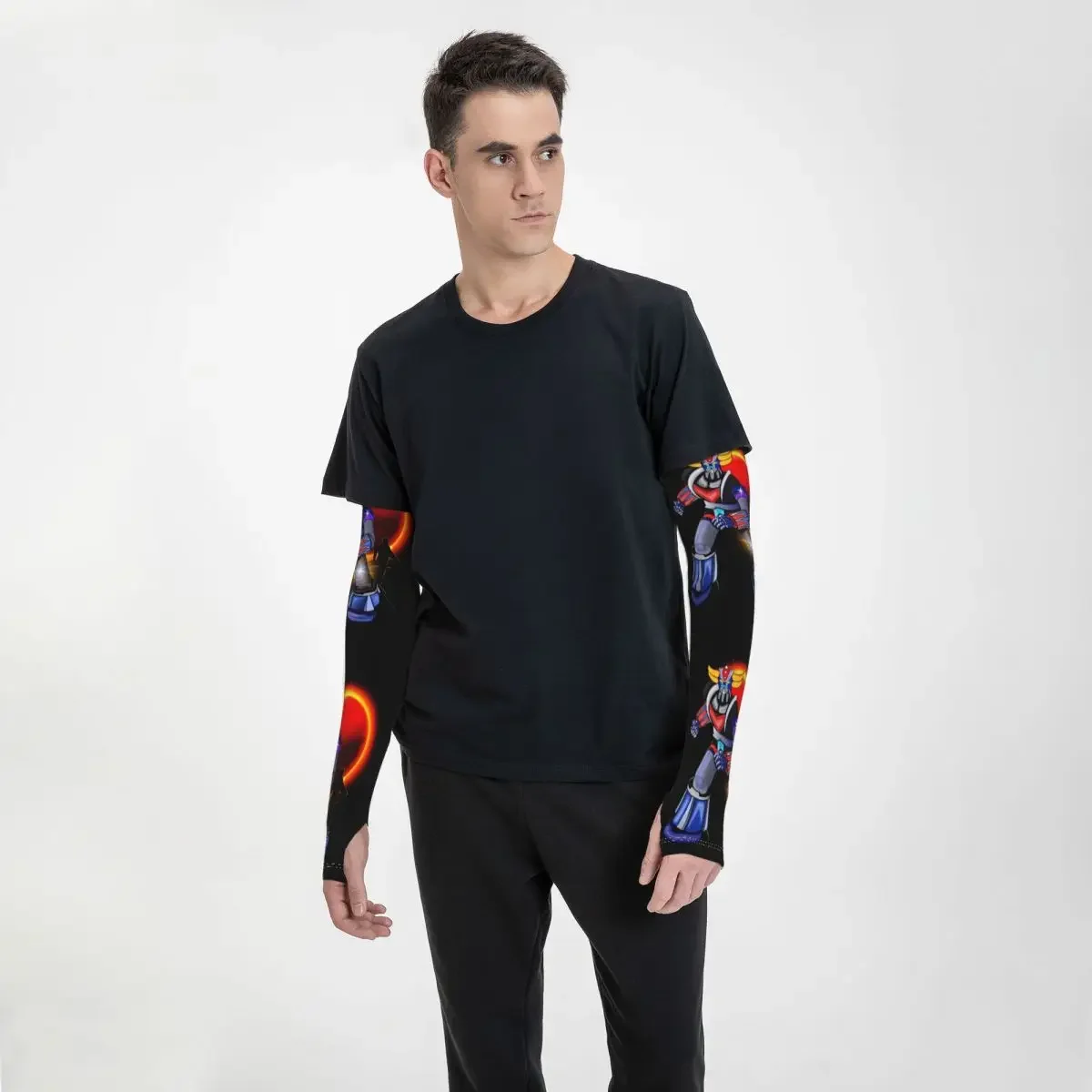 Goldorak Grendizer 팔 슬리브 따뜻한 남성 여성 애니메이션 UFO 로봇 Goldrake UV 태양 보호 문신 커버 스포츠 사이클링