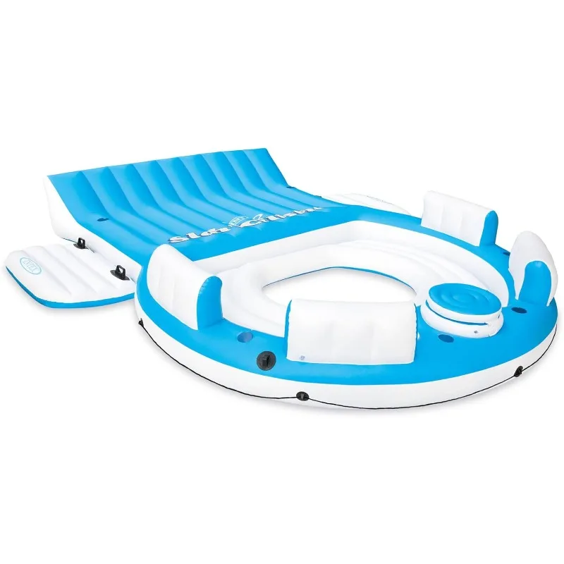 

56299EP 145 x 125 x 20 Inch Splash N Chill Inflatable Lake and Pool Relaxation Island Lounger Seat for up to 7 Adults, Blu