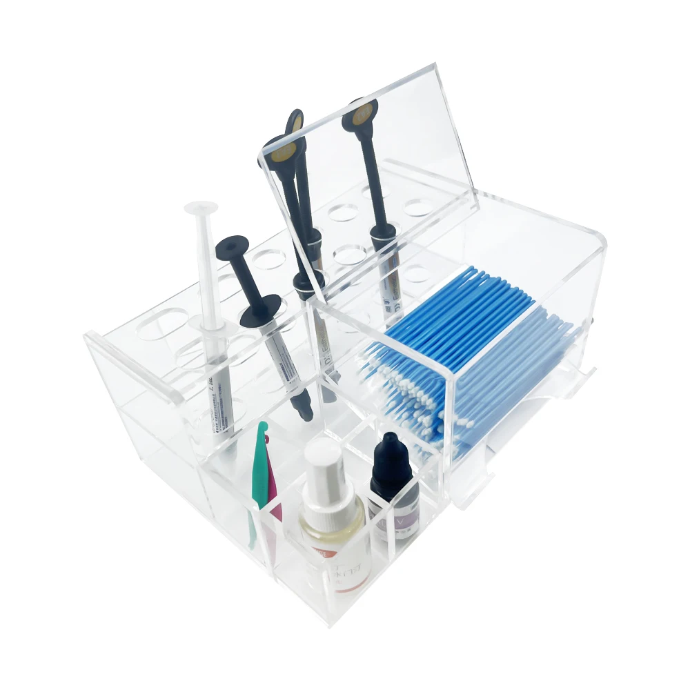 1Pcs Dental Composite Resin Holder Case Arcylic Dentistry Bonding Kits Adhesive Dentistry Syringes Storage Box Placing Stand