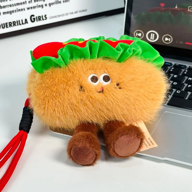 Perfumed Plush Food Doll Pendant Cute Cartoon Pizza Sandwich Doll Keychain Cute Plush Toy Backpack Versatile Pendant Accessories