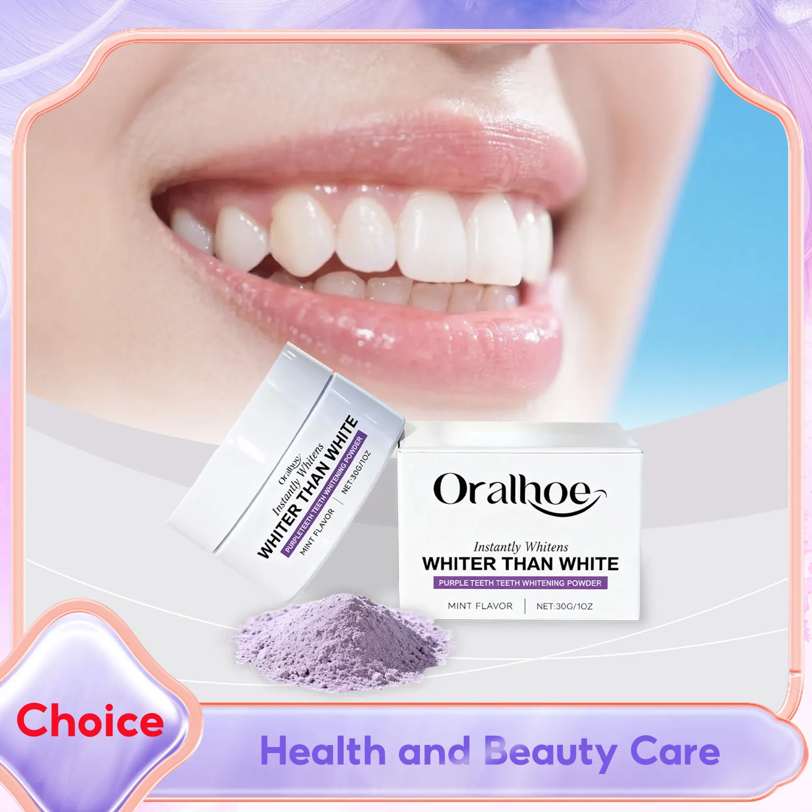 

Purple Brightening Powder Hydroxyapatite Remineralizing Tooth Powder Stain Removal Fresh Breath Toothpaste for Teeth Whitening