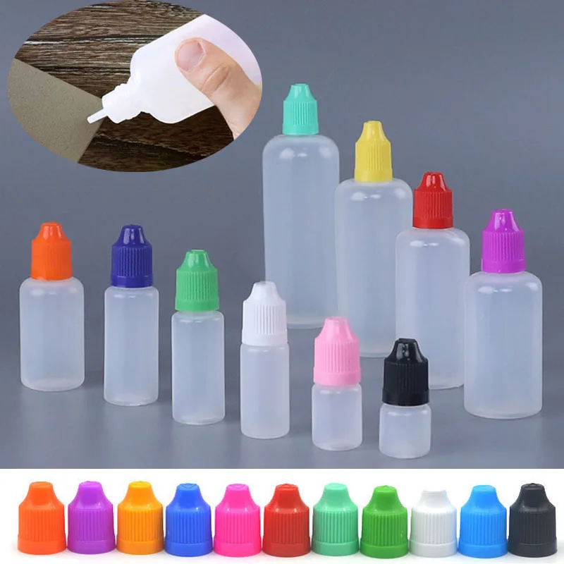 10 Pz 3 ML-120 ml Bottiglie Contagocce Vuote Riutilizzabili in Plastica PE Bottiglie Morbide Spremibili Contenitori per Campioni da Viaggio per Oli Colla Liquida