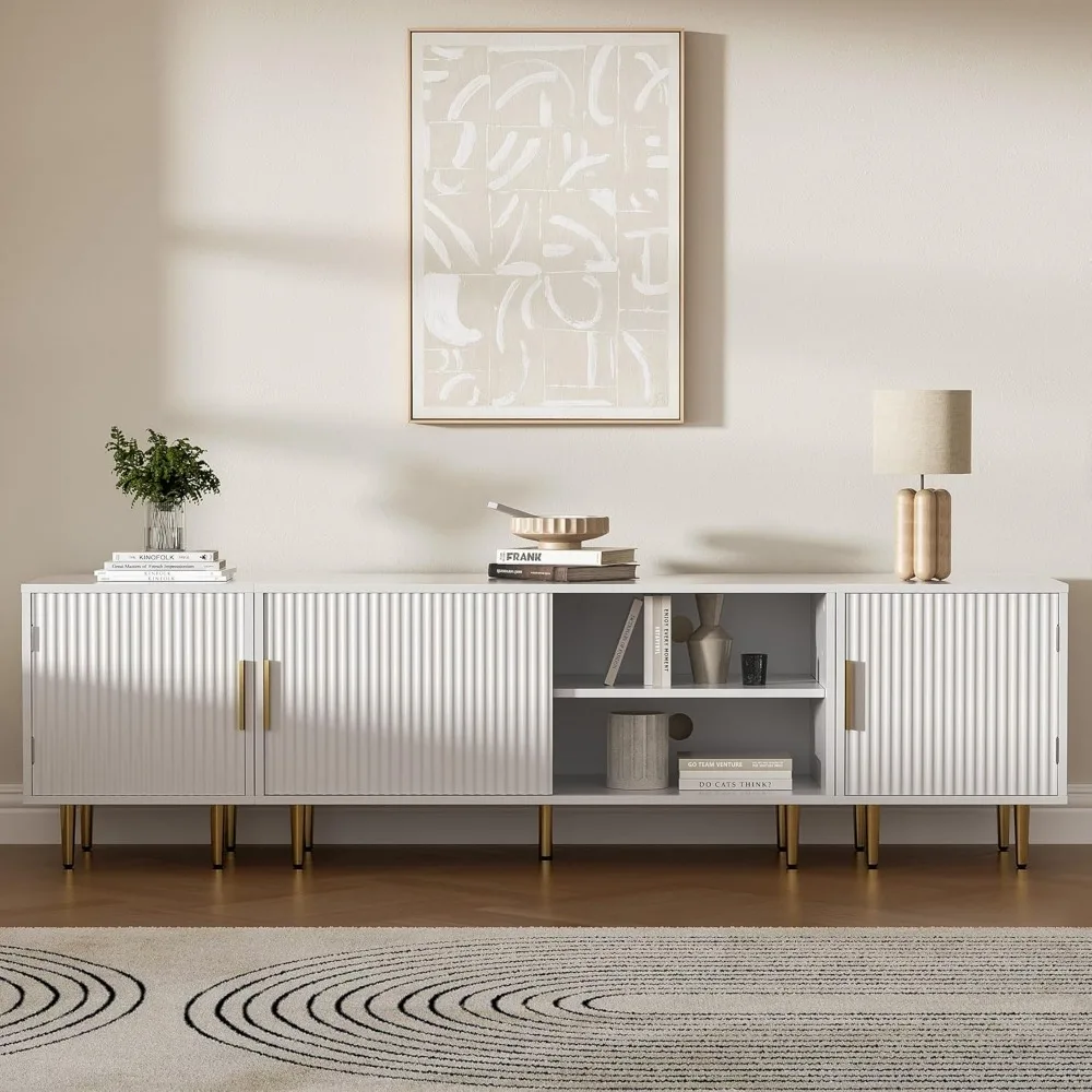 حامل تلفزيون حديث مع مساحة تخزين لغرفة المعيشة، مركز ترفيه لأجهزة التلفاز حتى 71، خزائن تلفزيون أنيقة #6