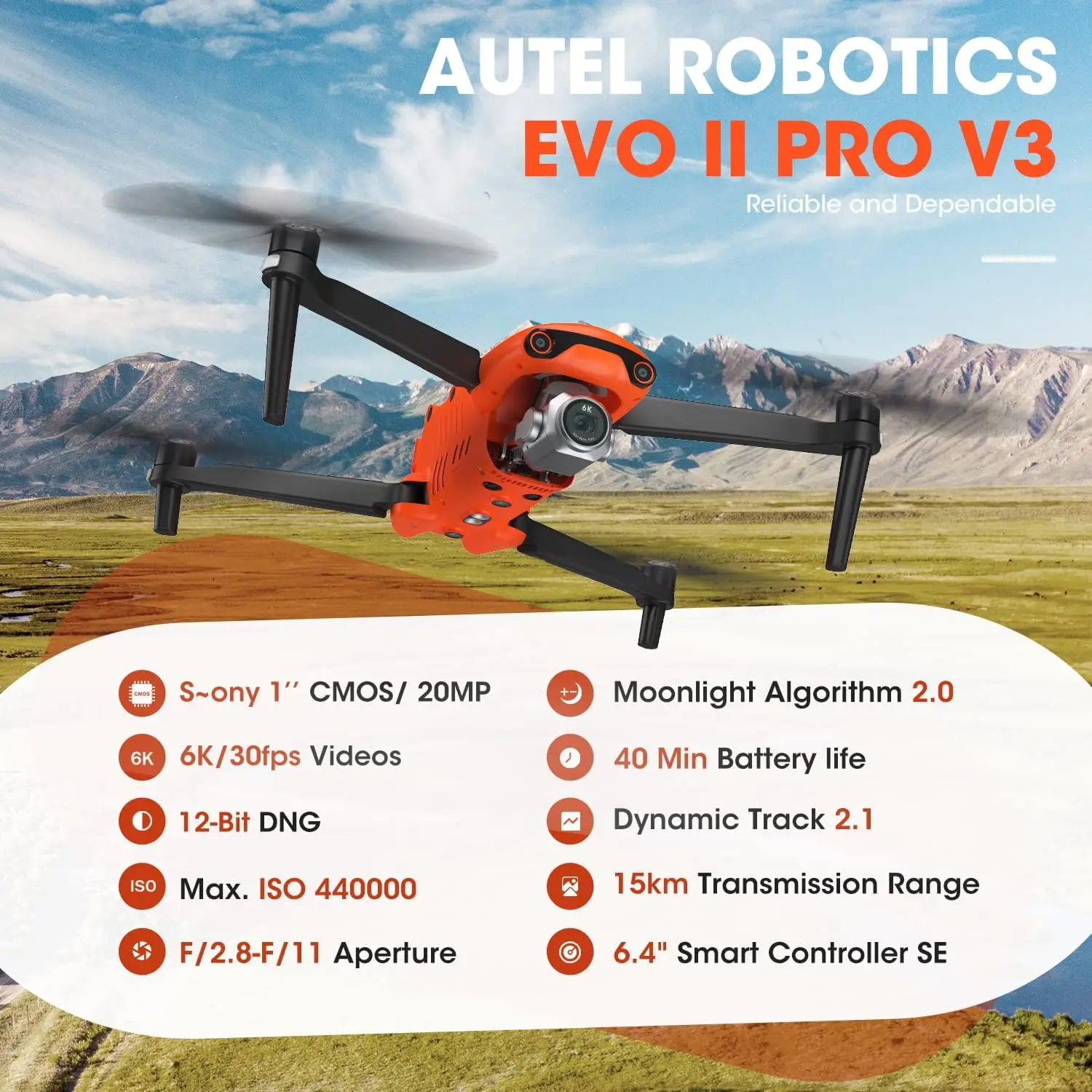 Autel Robotics EVO II Pro V3 Camera Drone Son-y 1