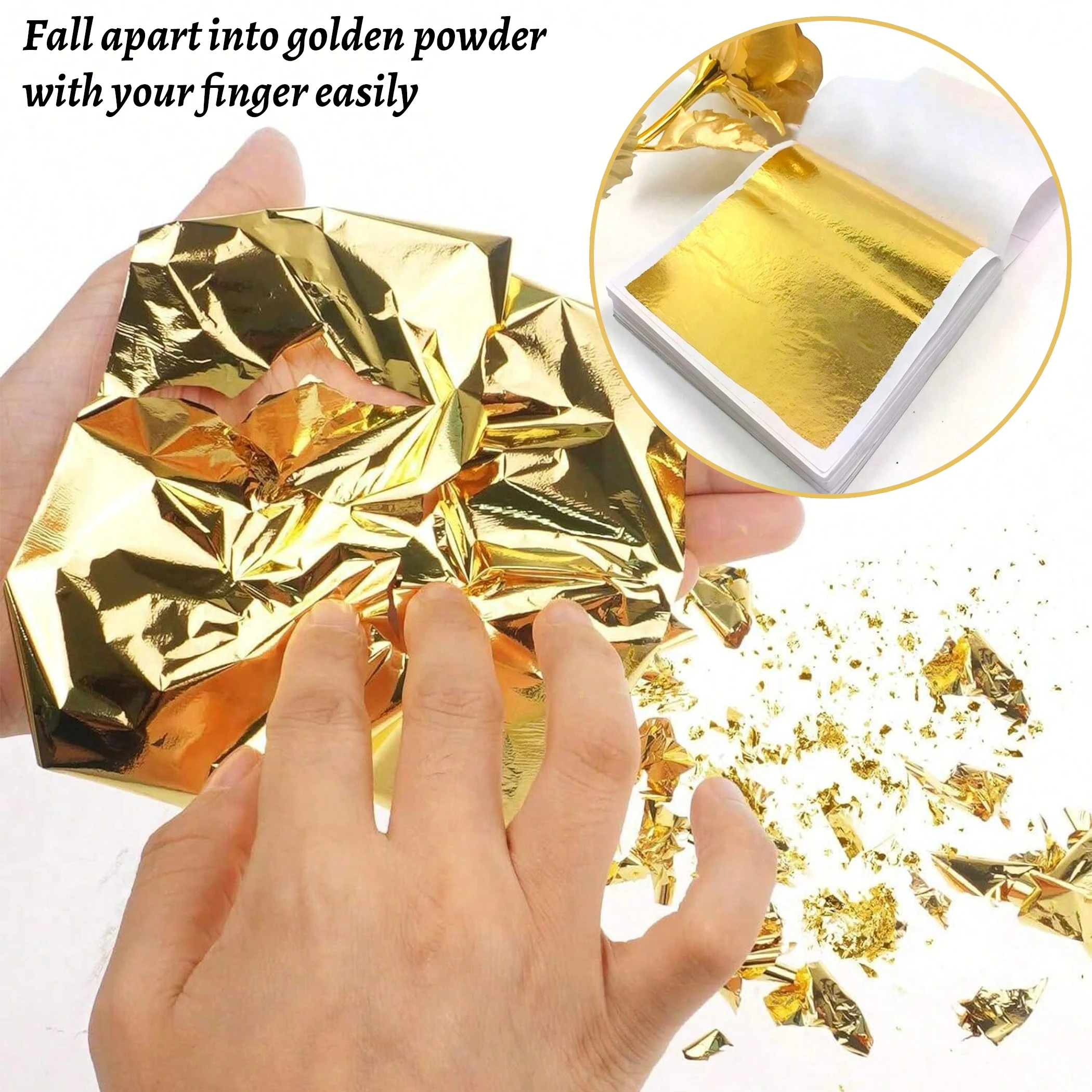 100 Hojas de Hojuelas de Oro de 24K, Plata y Oro Rosa para Decoración de Pasteles, Herramienta de Repostería, Adornos para Pasteles