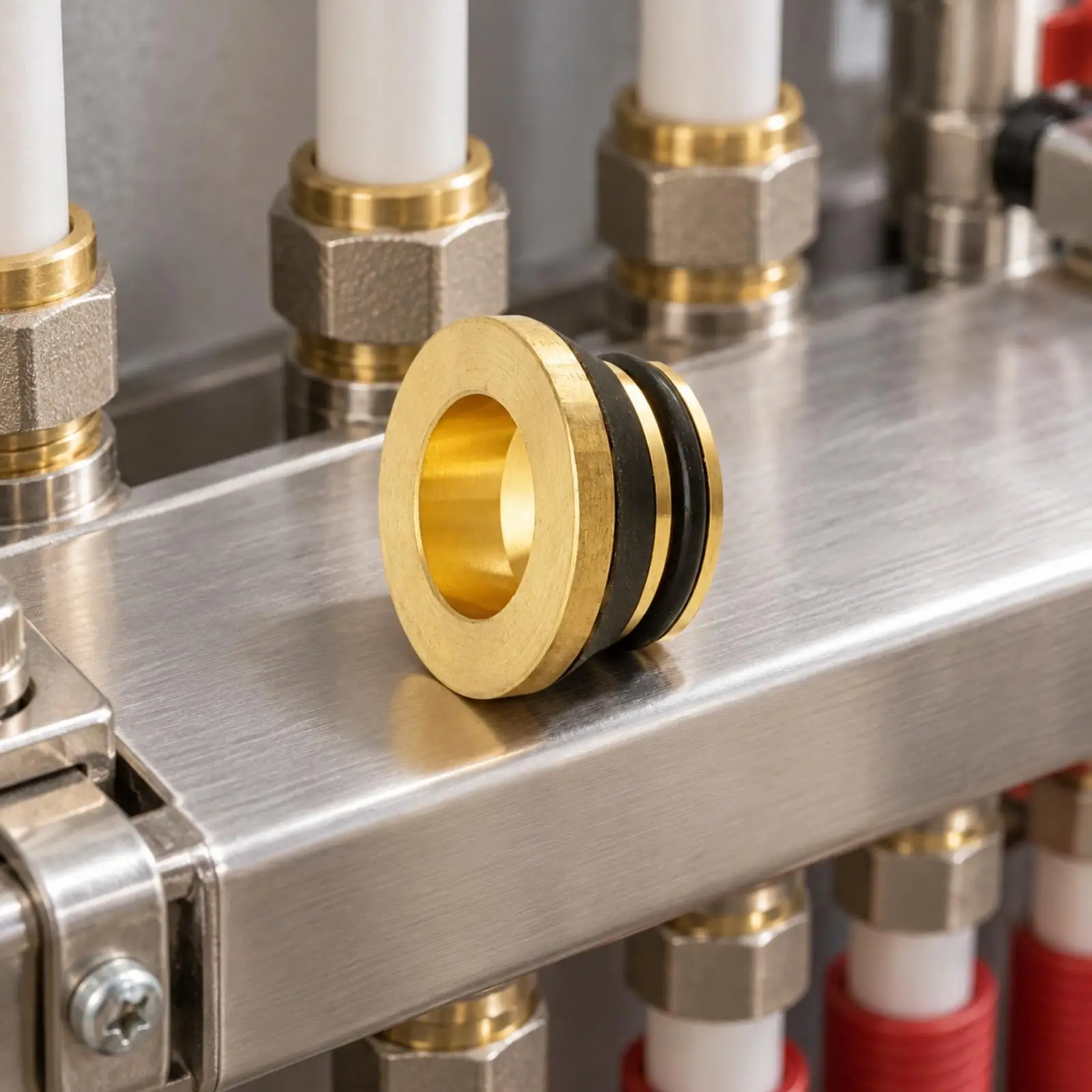 Brass Tube Connector 24mm Flange Adapter for Aluminum Pipe Solar Water and Heating System Use
