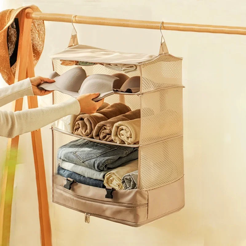 

Большая вместительная подвесная сумка для хранения одежды в шкафу, дорожный чемодан, портативная многослойная сумка для хранения мух