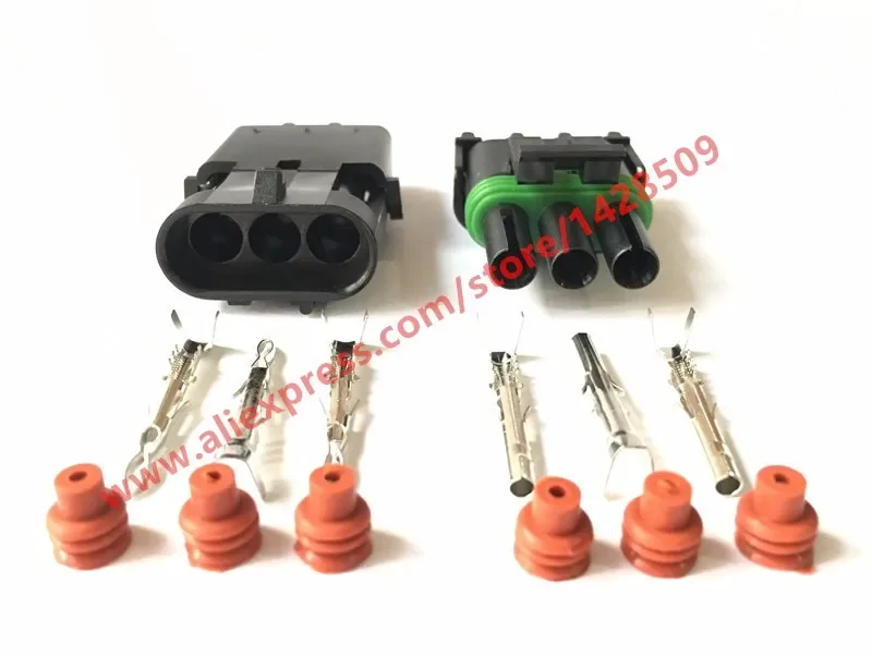1 Set kit 12020827 12020829 Weather Pack 3 Pin way male female Waterproof injector automotive connector