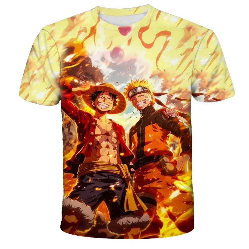

2025 New Japanese Anime One Piece Cartoon Children's Adult 3D Printed Top T-shirt One Piece Dragon Ball Boy Cartoon Top T-shirt
