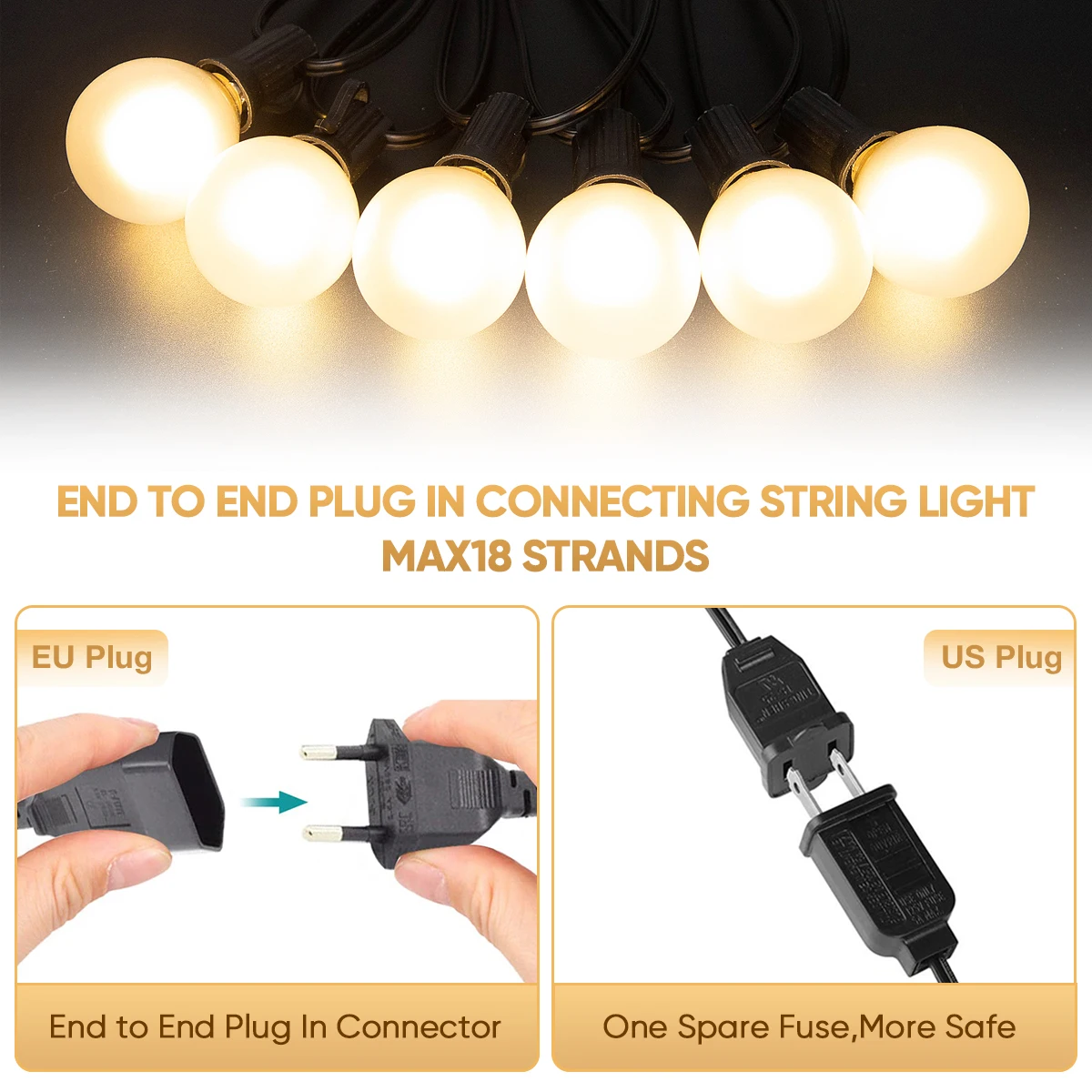 Ghirlande di luci a Led G40 collegabili EU US Plug bianco caldo impermeabile Vintage Yard String Light decorazione esterna per feste di matrimonio