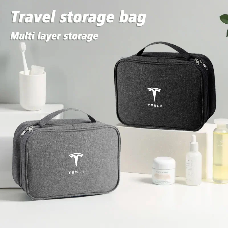 Портативная дорожная сумка для кабеля с логотипом автомобиля, водонепроницаемая сумка для хранения цифрового USB-зарядного устройства для Tesla Model 3 Model S Model X Model Y Roadster