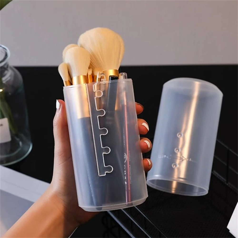 1PC Adjustable Height Large Capacity Makeup Brush Organizer - Portable Waterproof Transparent Plastic Storage Box
