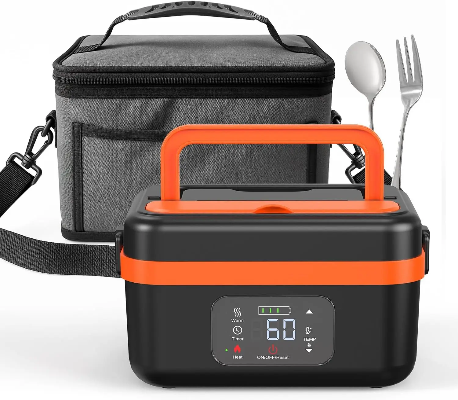Tragbare Elektrische Lunchbox, 1L Fassungsvermögen & 16000mAh Powerbank, Kabellose Selbsterhitzung für Arbeit, Reisen, Auto, Büro
