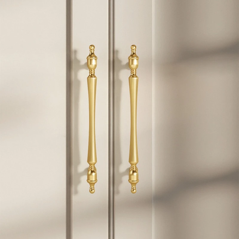 

French-style Cream Interiors Handles for Furniture Golden Bedroom Wardrobe Dresser Drawer Handles Cabinet Knobs and Handles