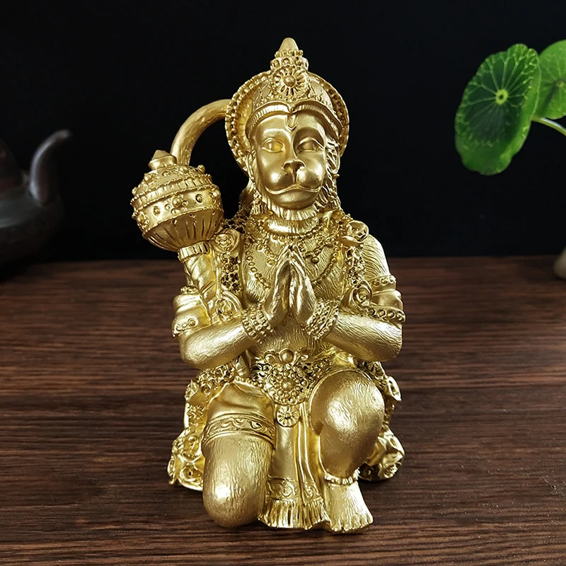 Steinfarbene Hanuman-Statue, Große Hinduistische Affengott-Buddha-Figur aus Kunstharz, Zen-Garten-Dekoration, Glücksbringer-Geschenk – Detail 11