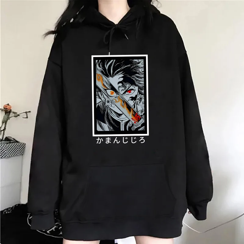 Anime Kamado Tanjirou Print Sweatshirt Women'S Casual Top Harajuku Fashion Hooded Sweatshirt Long Sleeve