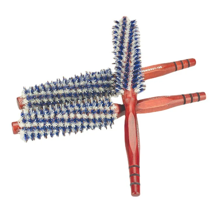 3 Specifications Barber Hair Straight Twill Roller Wood Handle Hairbrush Round Barrel Hair Comb for Women Blowing Curling Hair