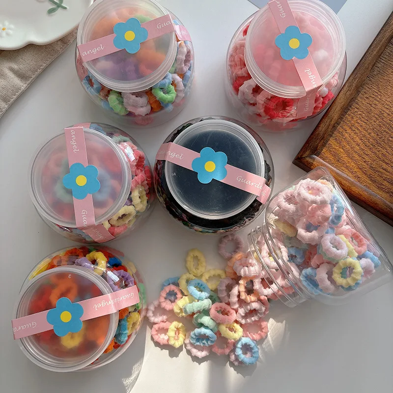 

100 шт./лот ярких цветов, завязки для волос, детский держатель для хвоста, резинки маленького размера, эластичные ленты для волос для девочек, головные уборы