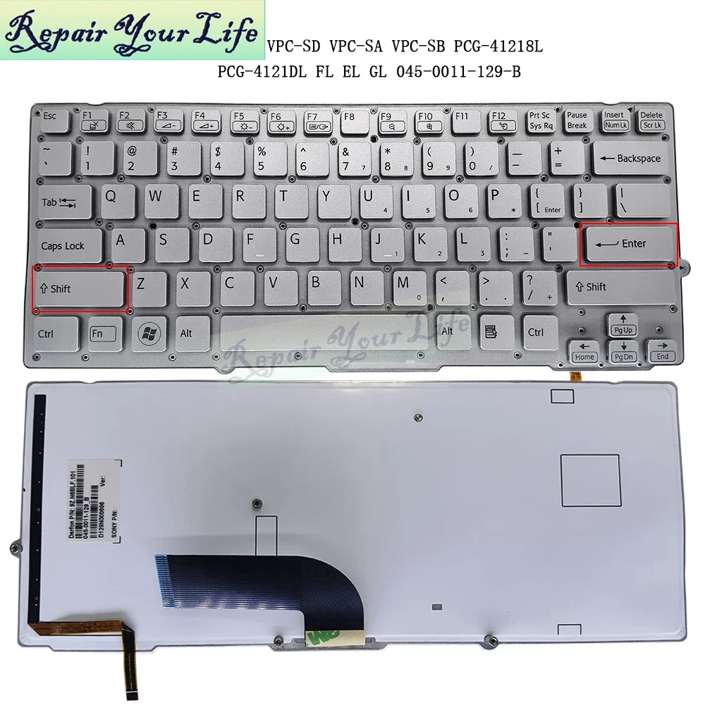 US AR Arabic Backlit Keyboard for Sony VAIO VPC SA VPC-SB VPC-SC VPC-SD Series PCG-41214M PCG-41213M PCG-41218L PCG-61711W New