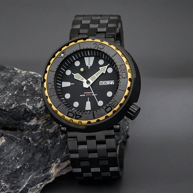 Black Tuna Case 20ATM Waterproof Sapphire Crystal Watch NH35 Japan Movement Luminous Dial Tuna Canned Diving Watch Men Watch