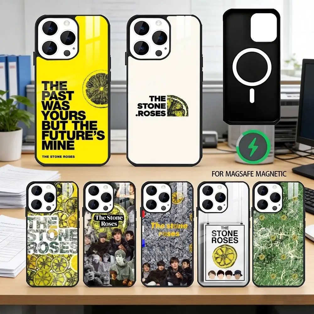 

The S-Stone R-Roses Band Phone Case For iPhone17,16,15,14,13,12,11 Plus,Pro Magnetic with Magsafe Wireless Charging