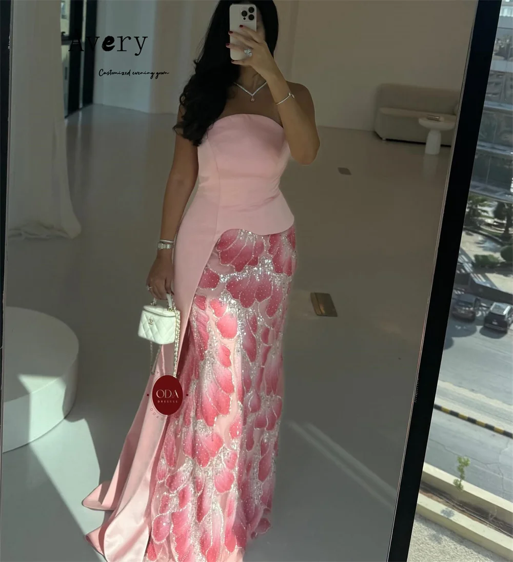 Avery-Top de tubo de cola de pez rosa personalizado, vestidos de noche sin mangas, vestidos de invitados de boda de lujo 2025 para fiesta, vestido de graduación para mujer