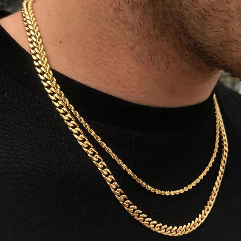 HIYEE NK Cuban Chain for Women Men Necklace Jewelry Gift Classic Style 50 Length For High Polished Non Fade Wholesale Fashion