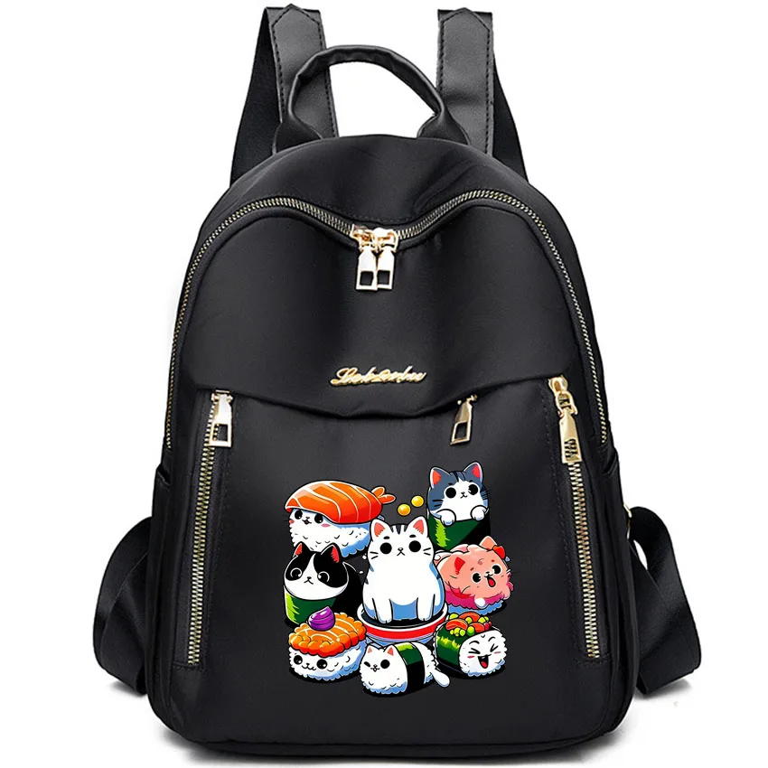 

Adorable Cat Sushi Cartoon Printed Women Backpack Travel Casual Waterproof Oxford Female Large Capacity Handbag Girl Rucksack