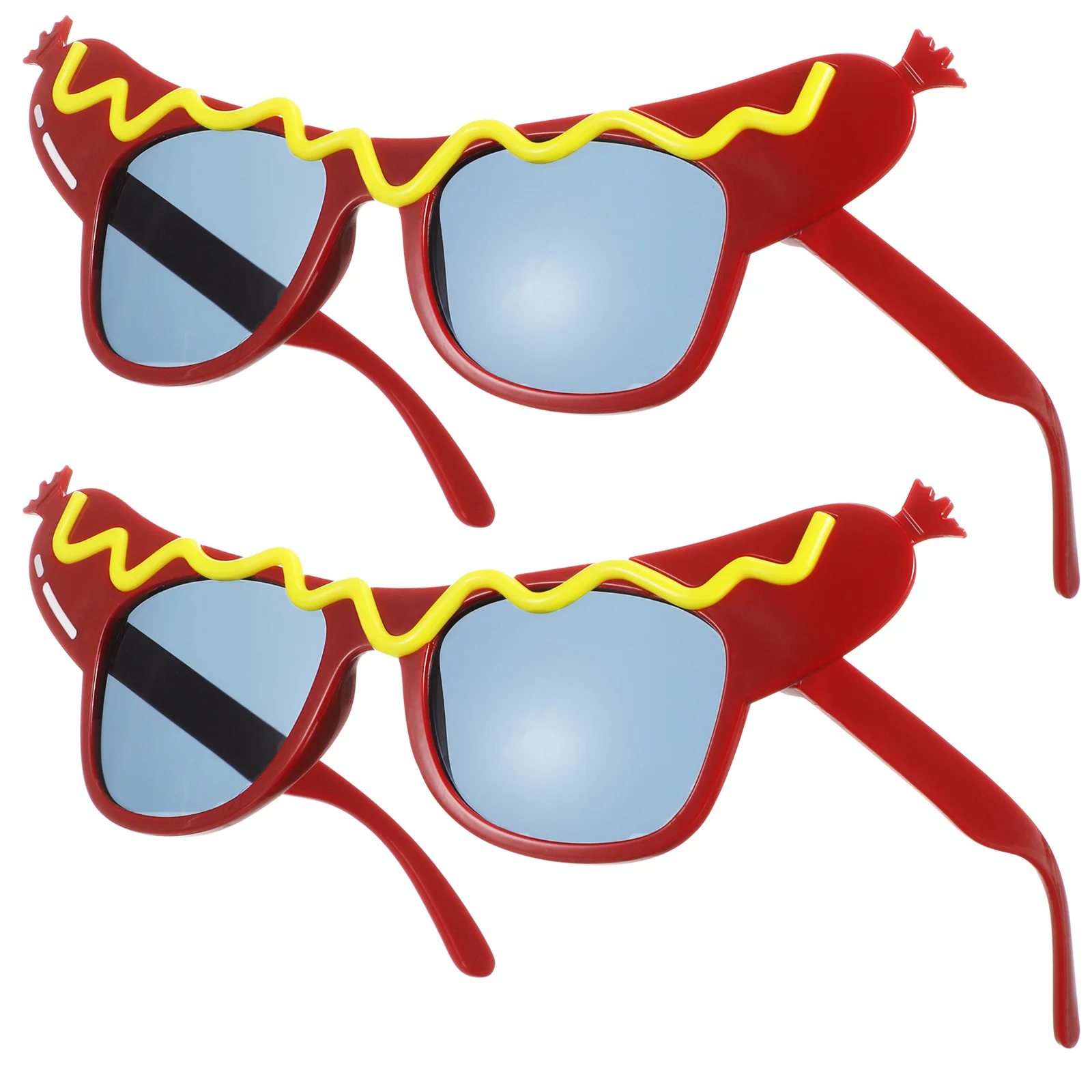 2 szt. Okulary imprezowe w kształcie hot doga, lekkie, z materiału ABS, zabawne okulary na imprezy tematyczne, rekwizyty do zdjęć, akcesoria imprezowe