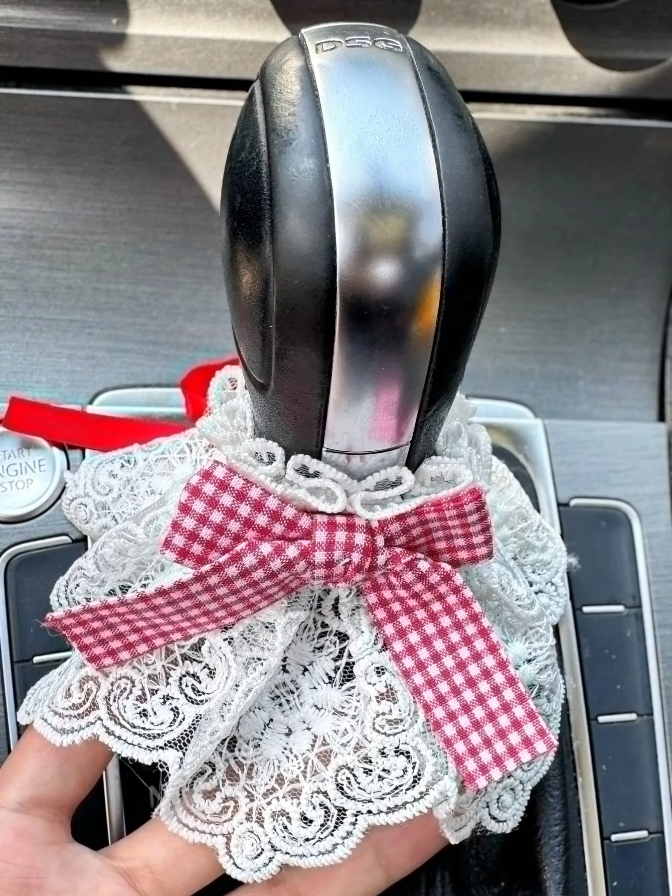 1 cute dress car shift knob cover, suitable for manual and automatic transmissions, decorative protective handle cover set