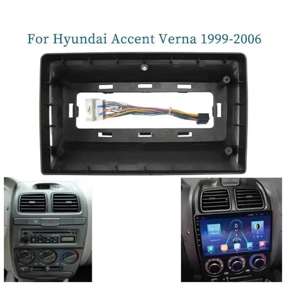 

Для Hyundai Accent Verna 1999-2006 9-дюймовый автомобильный каркас, лицевой адаптер, Android-радио, комплект панели для крепления приборной панели