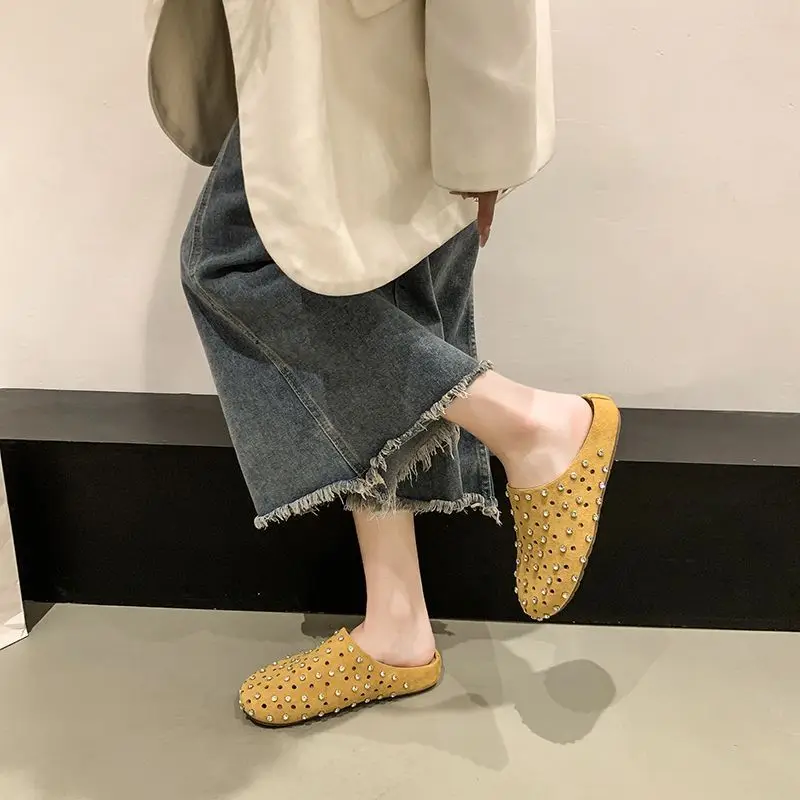 

Sparkling Rhinestone Mule Sandals Fashionable Dopamine-Style Slip-On Slides for Women Crystal Embellished Open-Toe Summer Shoes