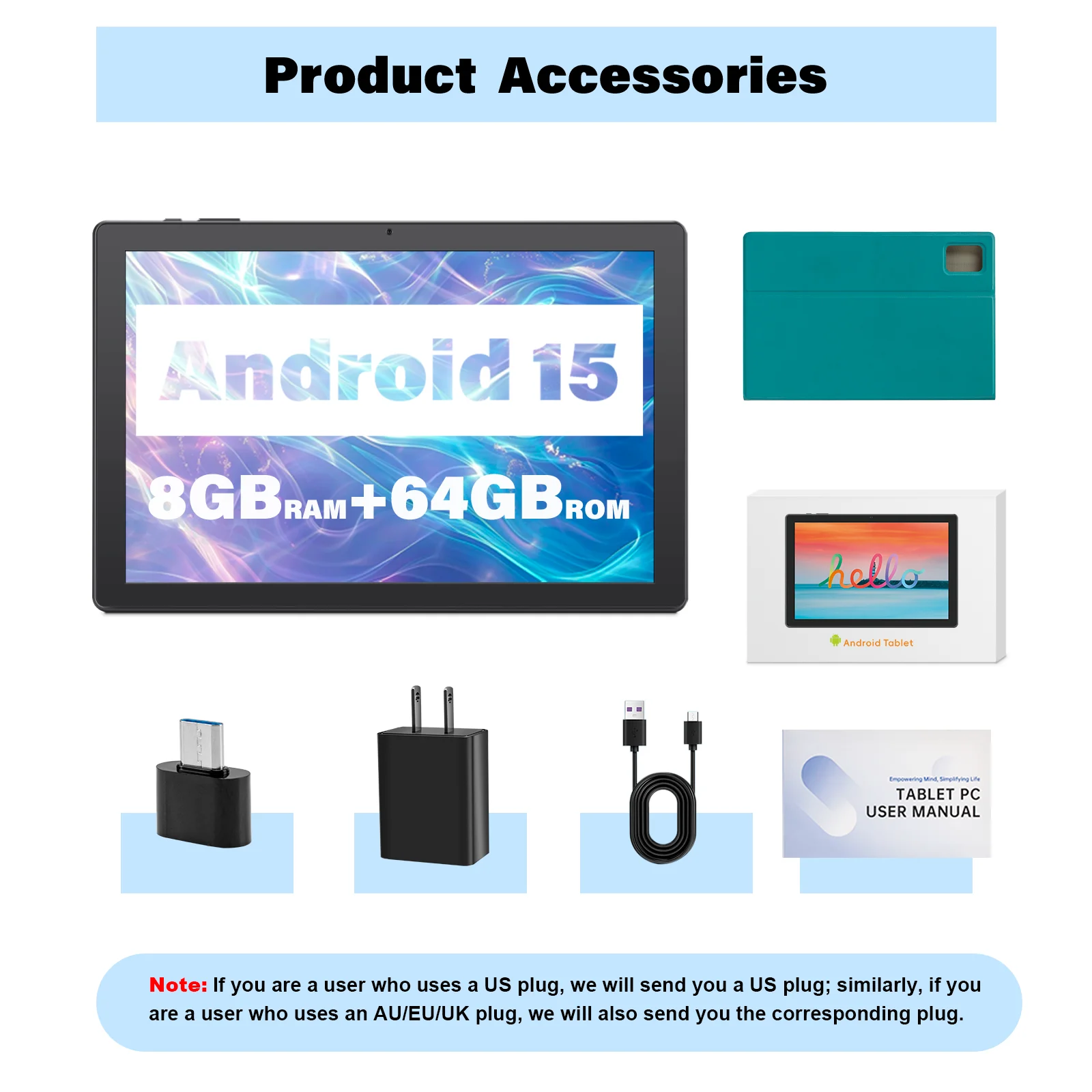 Paitanry 2026 10 Inch Tablet Android 16 HD Display 12GB (4+8GB Expand) RAM 128GB ROM Octa Core 5000Mah Wifi 6 Global Tablet PC
