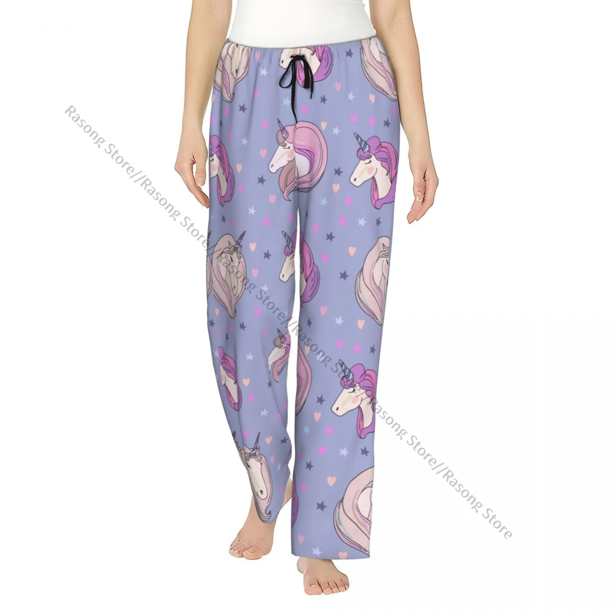 Cozy Flannel Pajama Pants for Women Galaxy Fantasy Pink Unicorns Sleep Bottoms Home Loungewear