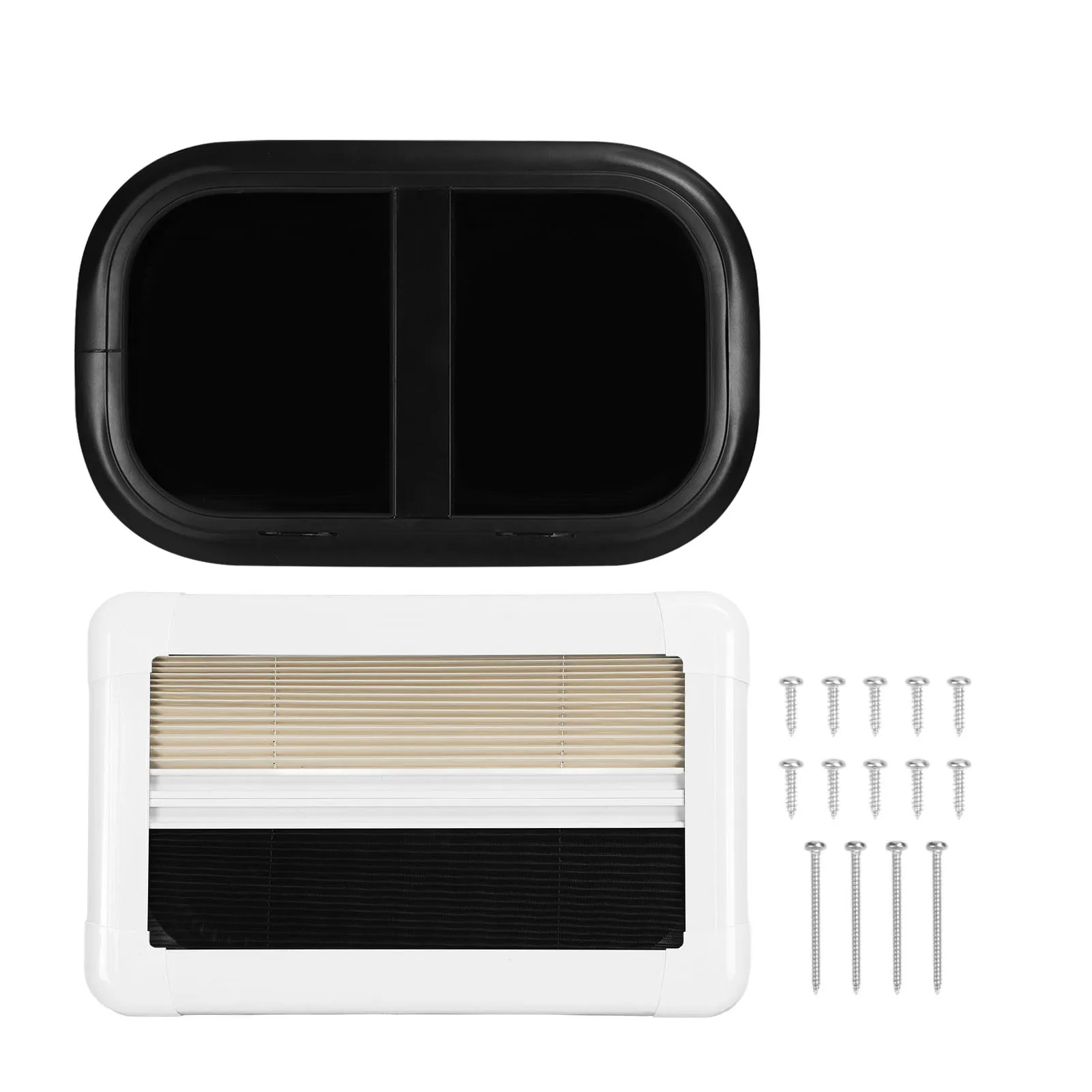 RV Camper External Push Window Rounded Corner RV  Push Pull  UV Resistant Black Powder Coating for Caravan Camper Trailer