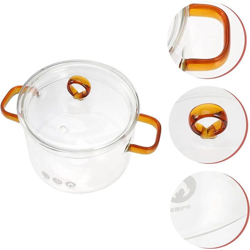 ABPP-الزجاج وعاء المعكرونة الفورية فرن المقالي صلصة عموم الفولاذ المقاوم للصدأ صلصة مع غطاء إناء للحساء