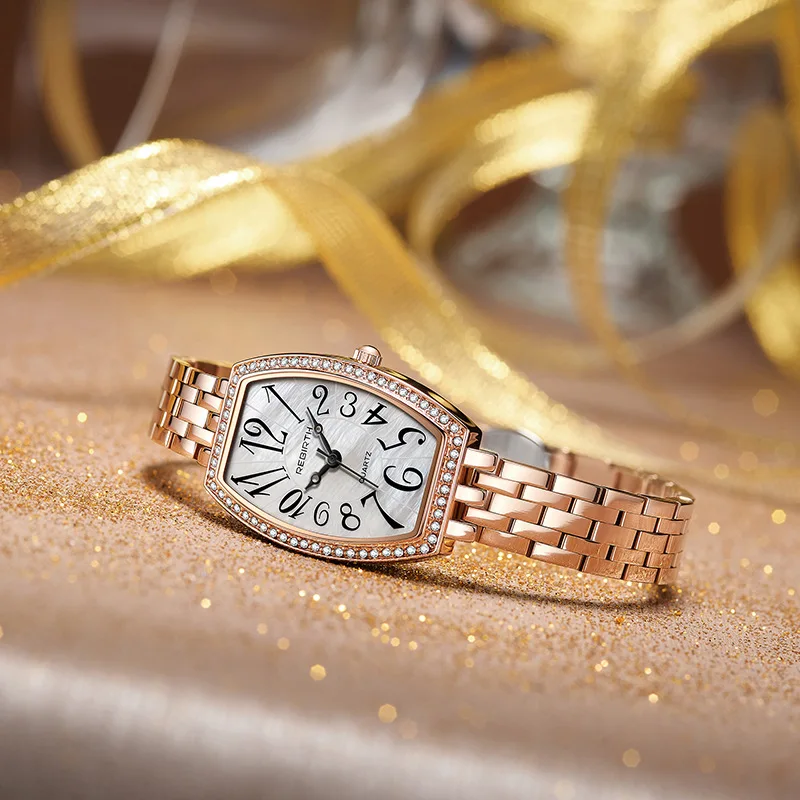 RINASCITA D033 Orologi da donna di moda di lusso Abiti Tounneau Orologi minimalisti in cristallo per donna Orologio al quarzo Orologio